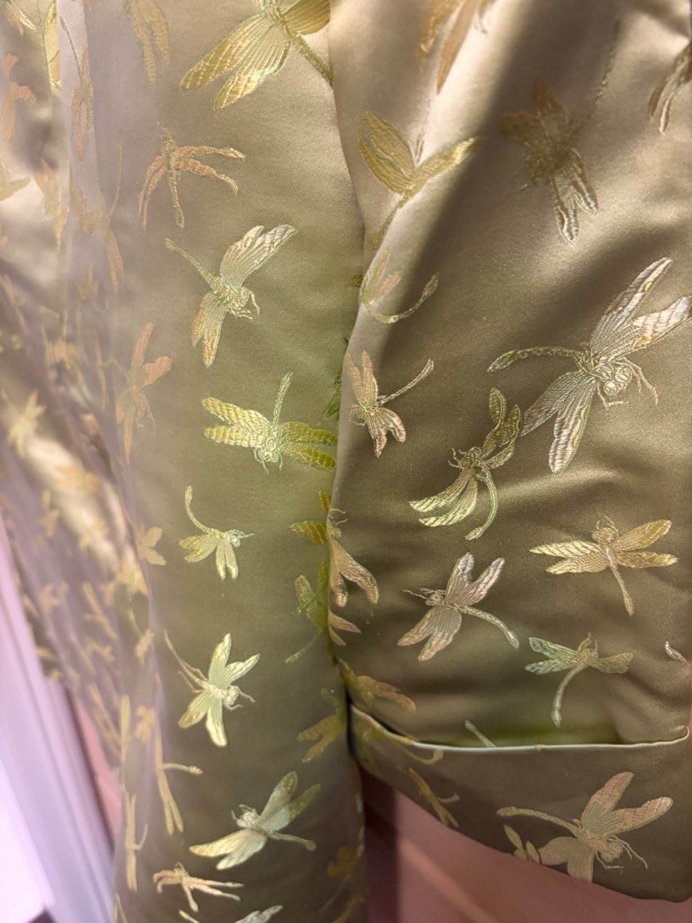 Asian Image Silk Brocade W/Dragonflies Jacket Mandarin Style Small - Picture 8 of 10
